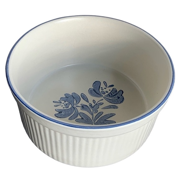 Pfaltzgraff Yorktowne Souffle Casserole Ribbed Baking Serving Blue Gray #406 USA - Picture 2 of 7